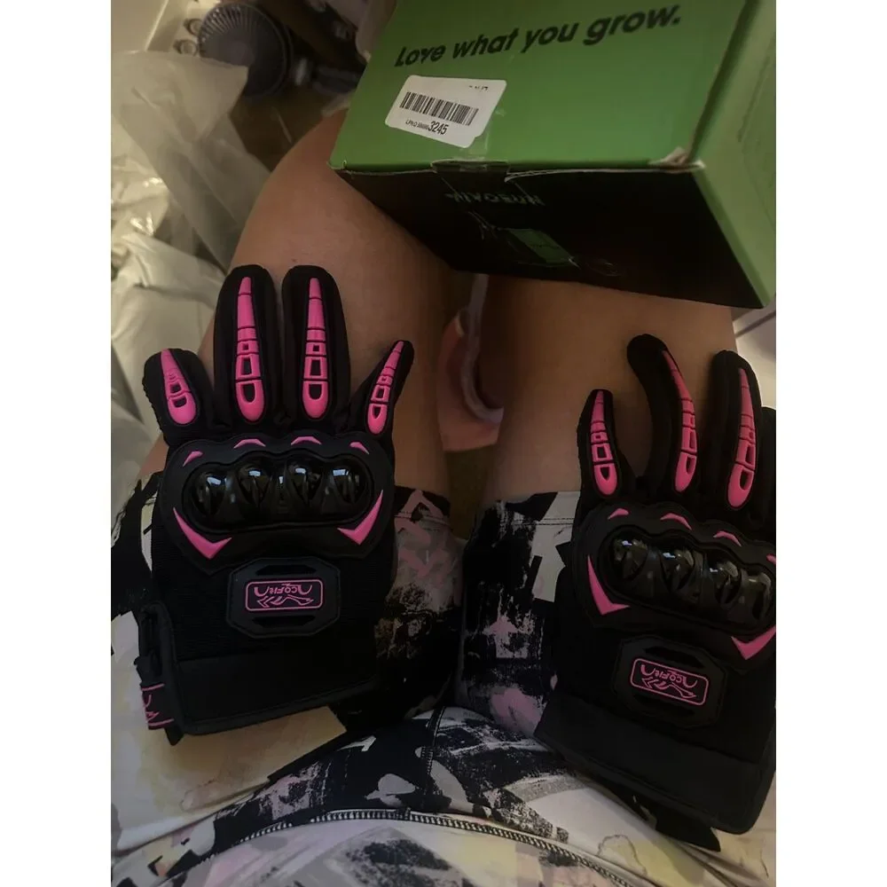 cofit Breathable Touchscreen Motorcycle Gloves Hard Knuckle Prot| Pink (Size L)